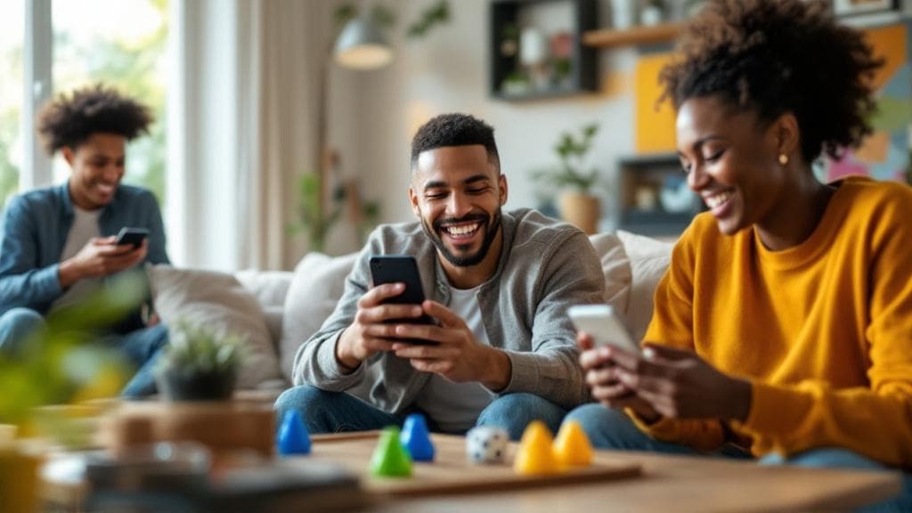Friends playing Ludo on their phones